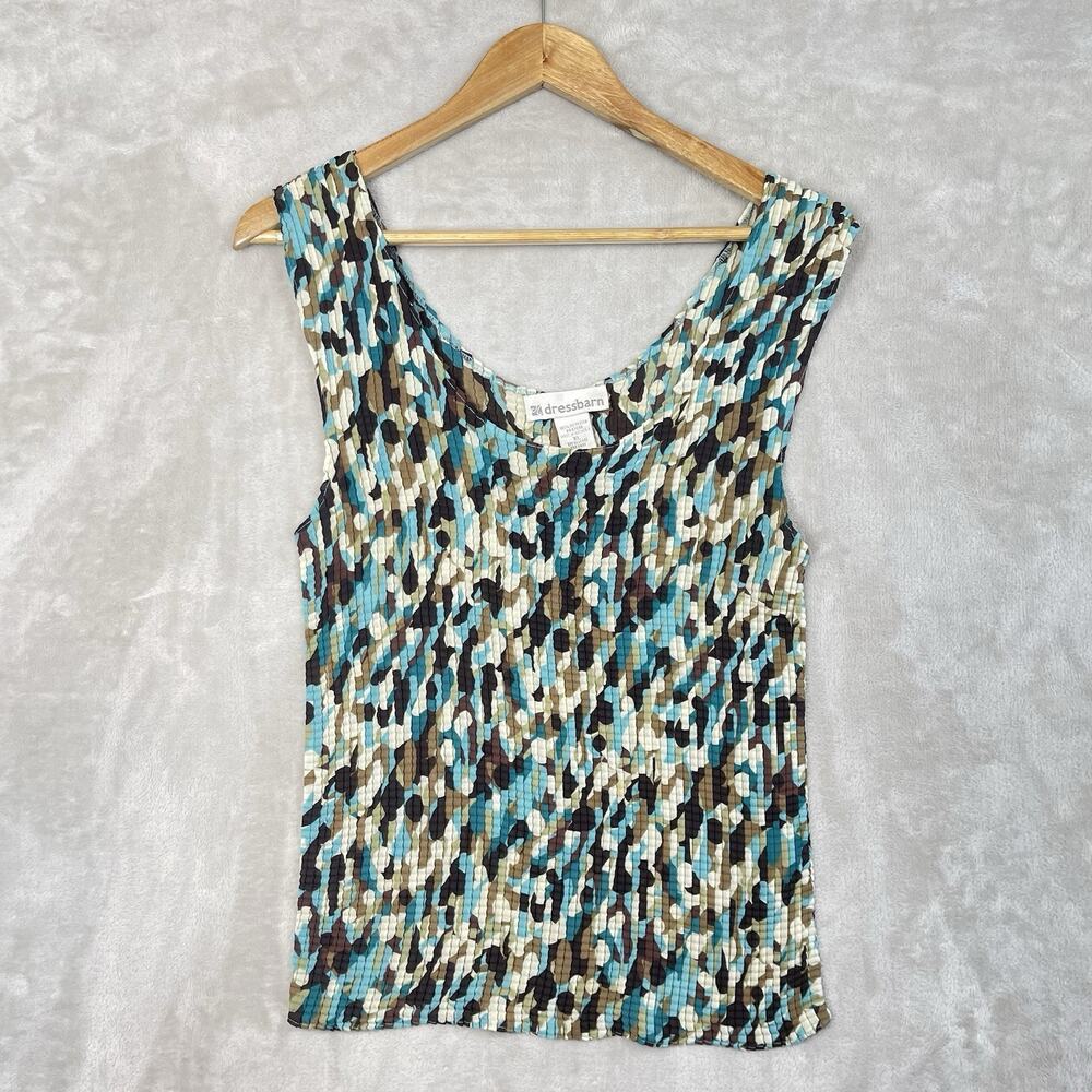 Dressbarn Vintage Y2K XL Tank Top Crinkle Crepe Textured Abstract Mermaidcore